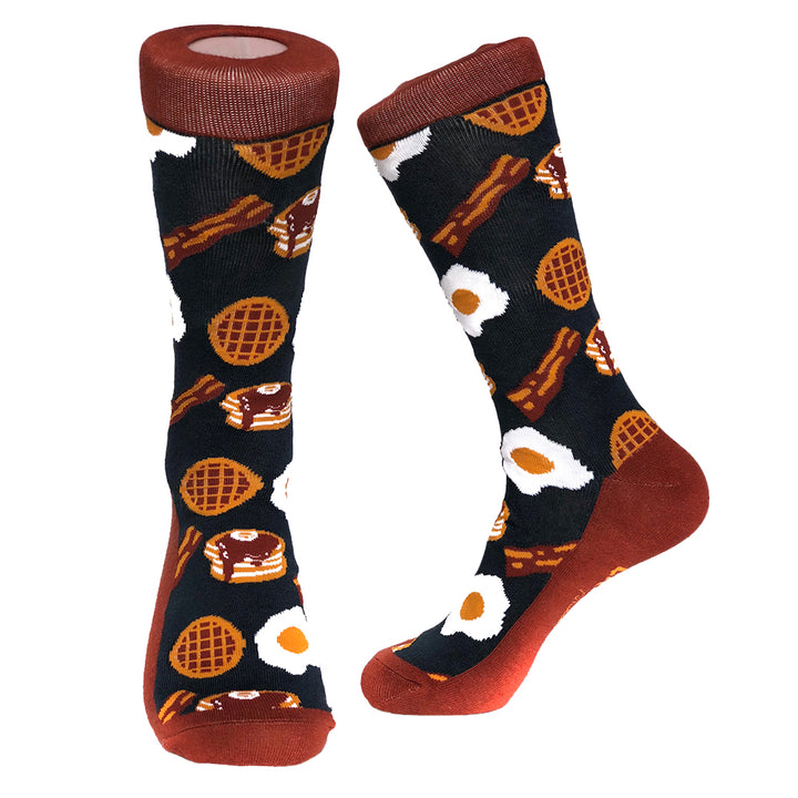 Funny Black Mens Bacon And Eggs Sock Nerdy Food Tee