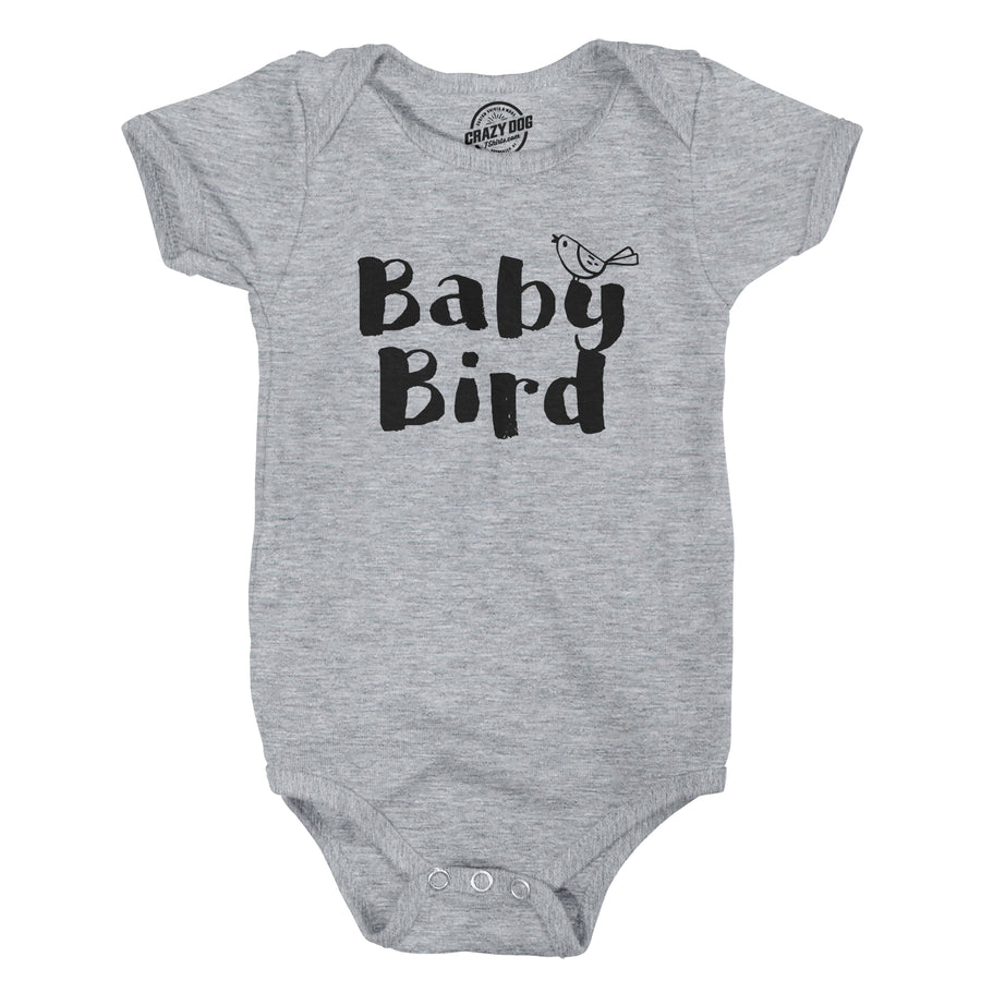 Funny Light Heather Grey Baby Bird Onesie Nerdy Animal Tee