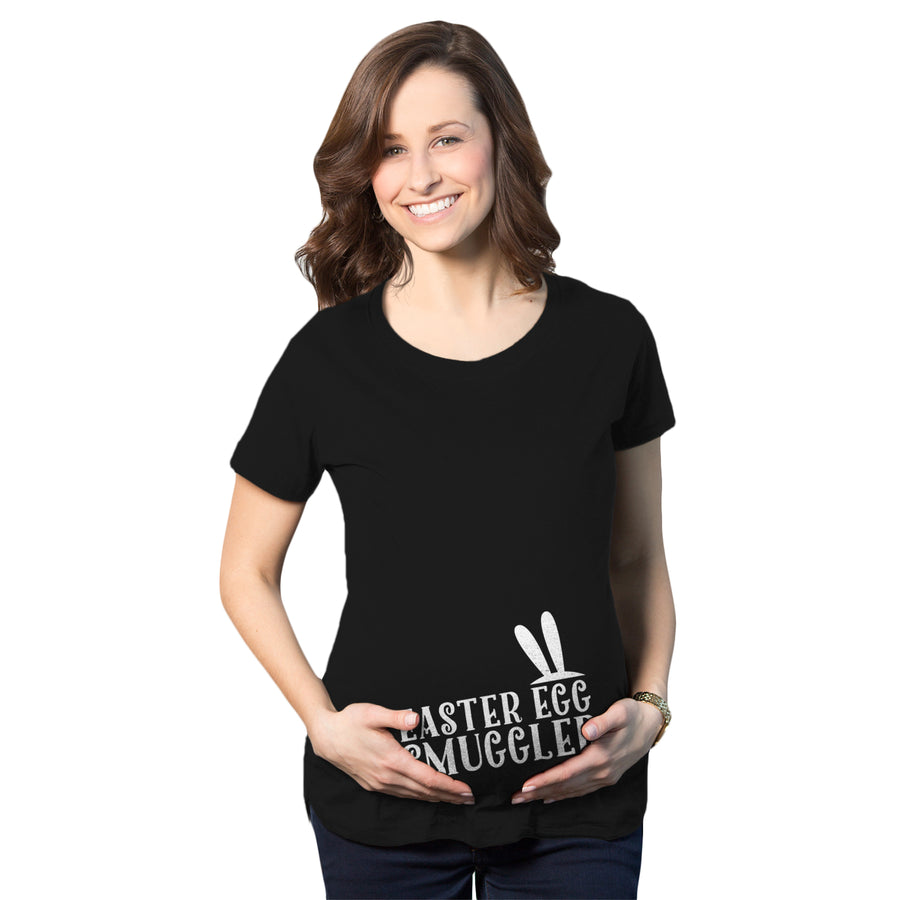 Funny Black Easter Egg Smuggler Maternity T shirt Maternity T Shirt Nerdy Easter Tee