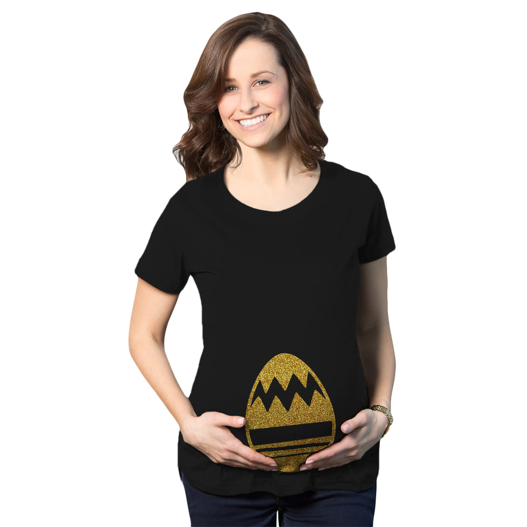 Funny Black Golden Easter Egg Maternity T Shirt Nerdy Easter Tee