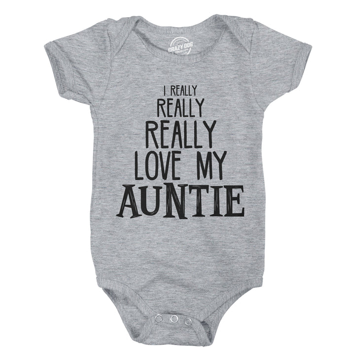 Funny Light Heather Grey Really Love My Auntie Onesie Nerdy Aunt Tee