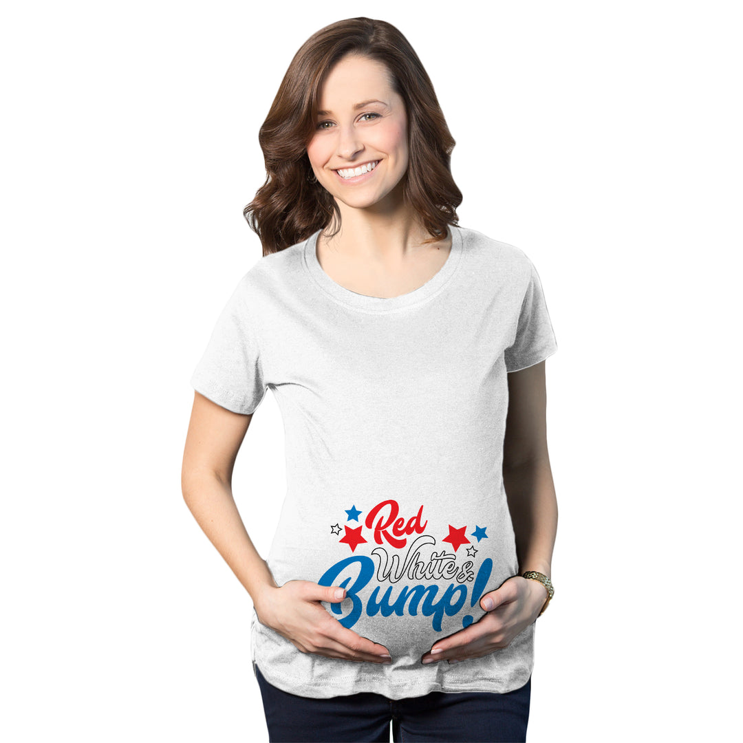 Funny White Red White And Bump Maternity T Shirt Nerdy Fourth of July Tee