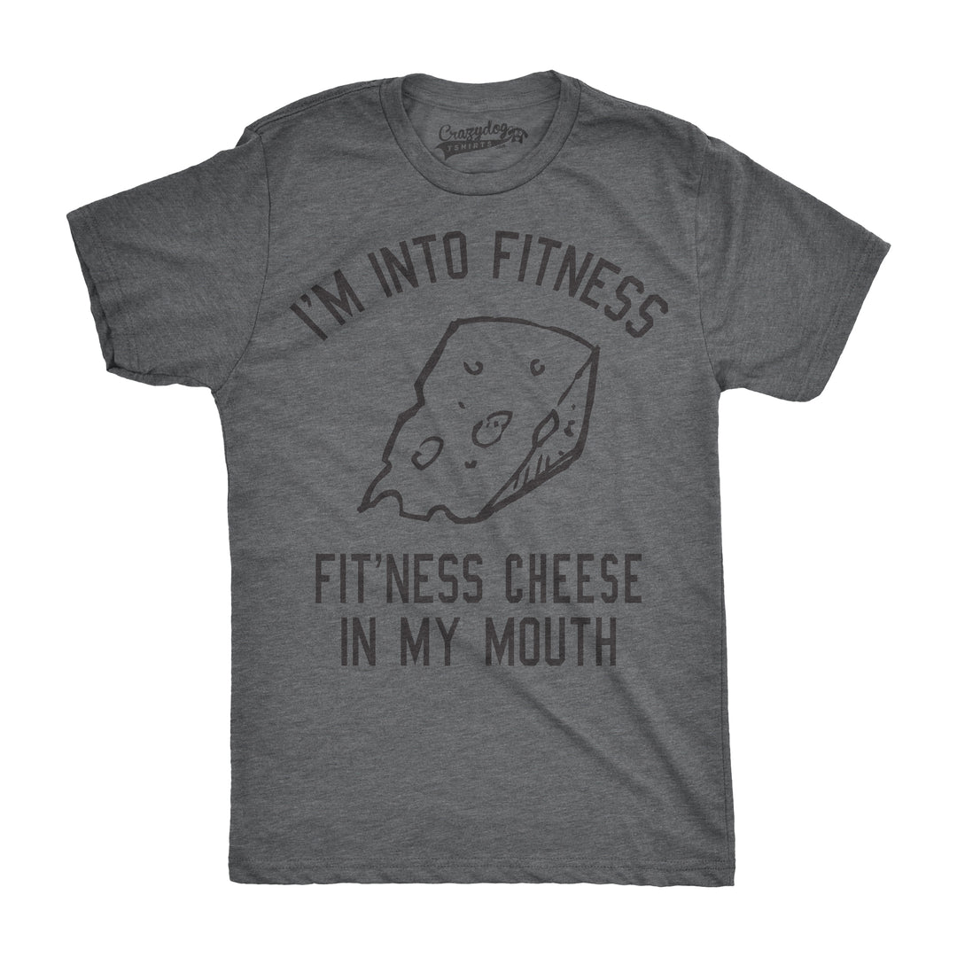 Funny Dark Heather Grey Fitness Cheese In My Mouth Mens T Shirt Nerdy Fitness Food Tee