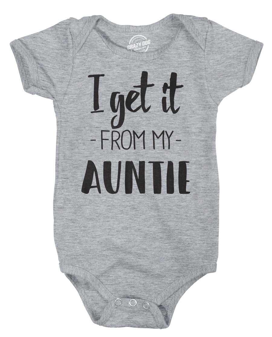 Funny Light Heather Grey I Get It From My Auntie Onesie Nerdy Aunt Tee