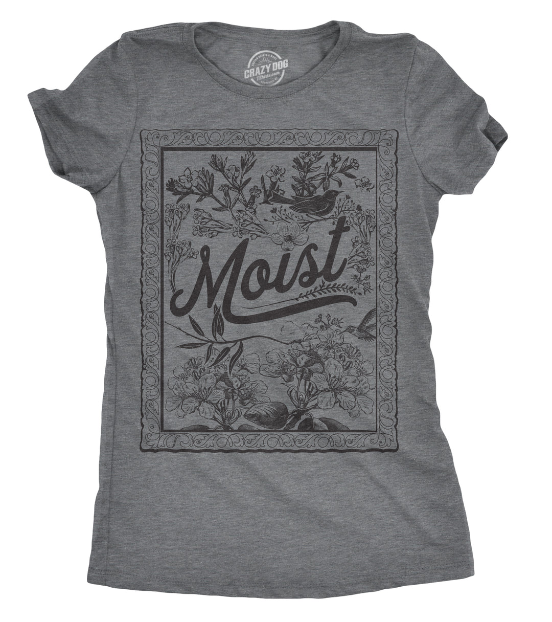 Funny Dark Heather Grey Moist Womens T Shirt Nerdy Tee