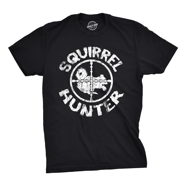 Funny Black Squirrel Hunter Mens T Shirt Nerdy Hunting Tee