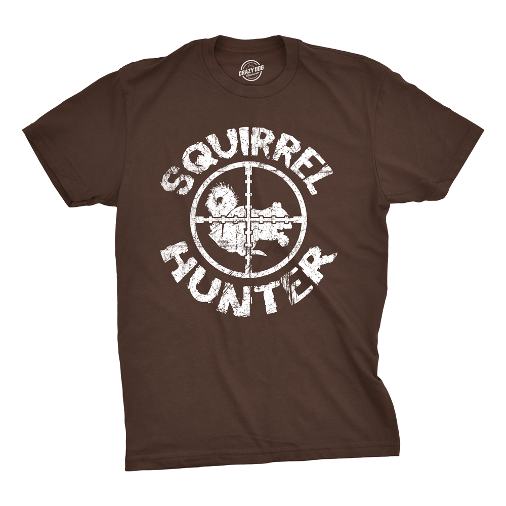 Funny Squirrel Hunter Mens T Shirt Nerdy Hunting Tee