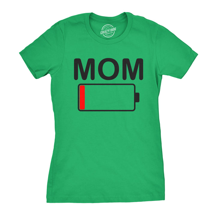 Funny Green Mom Battery Womens T Shirt Nerdy Tee