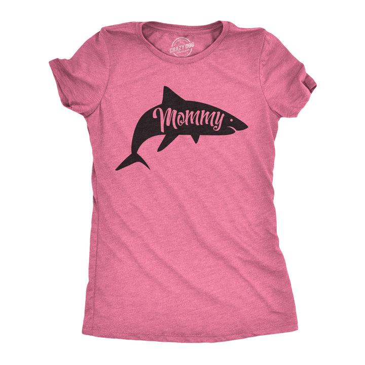 Funny Heather Pink - Mommy Shark Mommy Shark Womens T Shirt Nerdy Mother's Day Shark Week Tee