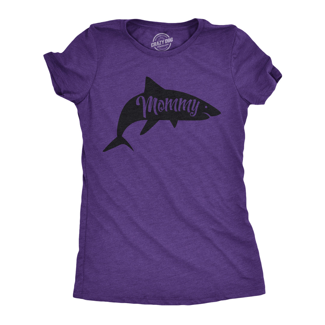 Funny Heather Purple - Mommy Shark Mommy Shark Womens T Shirt Nerdy Mother's Day Shark Week Tee