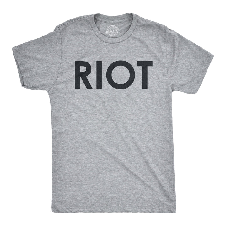 Funny Light Heather Grey RIOT Mens T Shirt Nerdy Political Tee