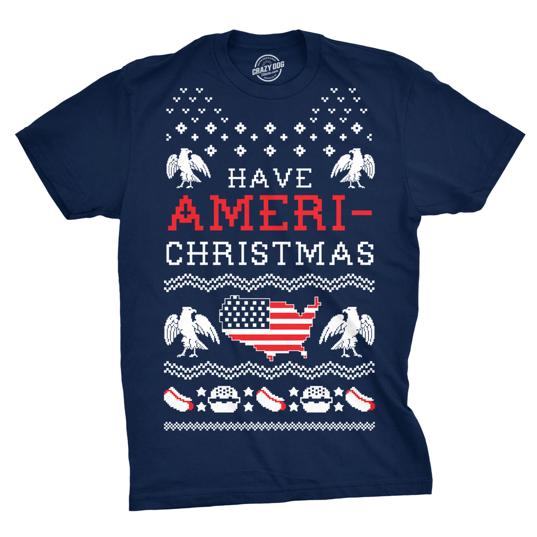 Funny Navy Have Ameri-Christmas Mens T Shirt Nerdy Christmas Tee