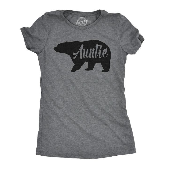 Funny Dark Heather Grey Auntie Bear Womens T Shirt Nerdy Aunt animal Tee