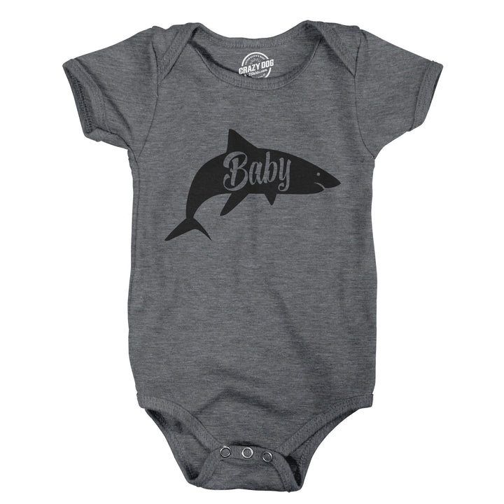 Funny Dark Heather Grey Baby Shark Onesie Nerdy Shark Week Tee