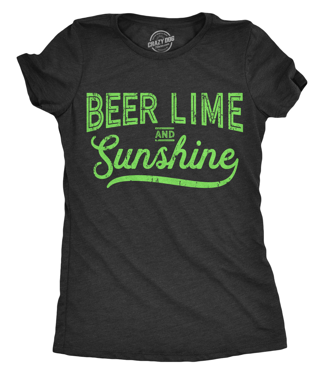 Funny Heather Black Beer Lime and Sunshine Womens T Shirt Nerdy Vacation Beer Tee