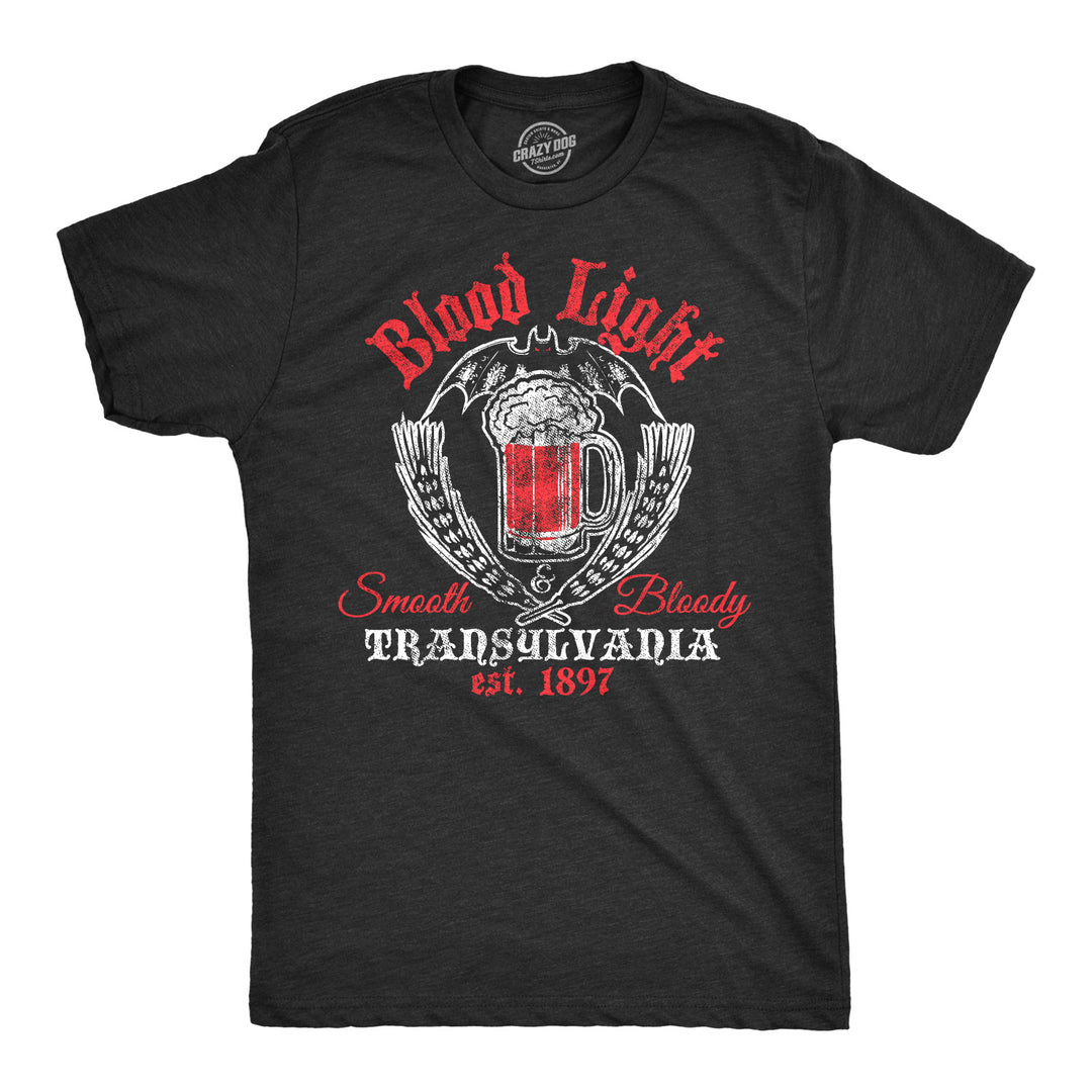 Funny Heather Black Blood Light Mens T Shirt Nerdy Halloween Beer Tee