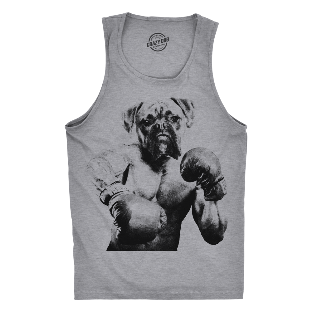 Funny Light Heather Grey Mens Tank Top Nerdy Fitness Dog Tee