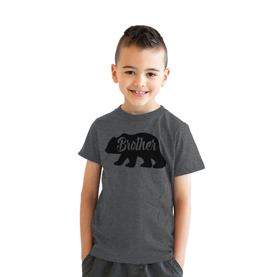 Funny Dark Heather Grey Brother Bear Youth T Shirt Nerdy Brother Tee