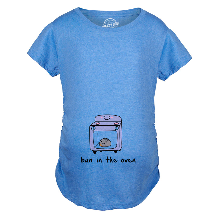 Funny Heather Light Blue Bun In The Oven Maternity T Shirt Nerdy Tee