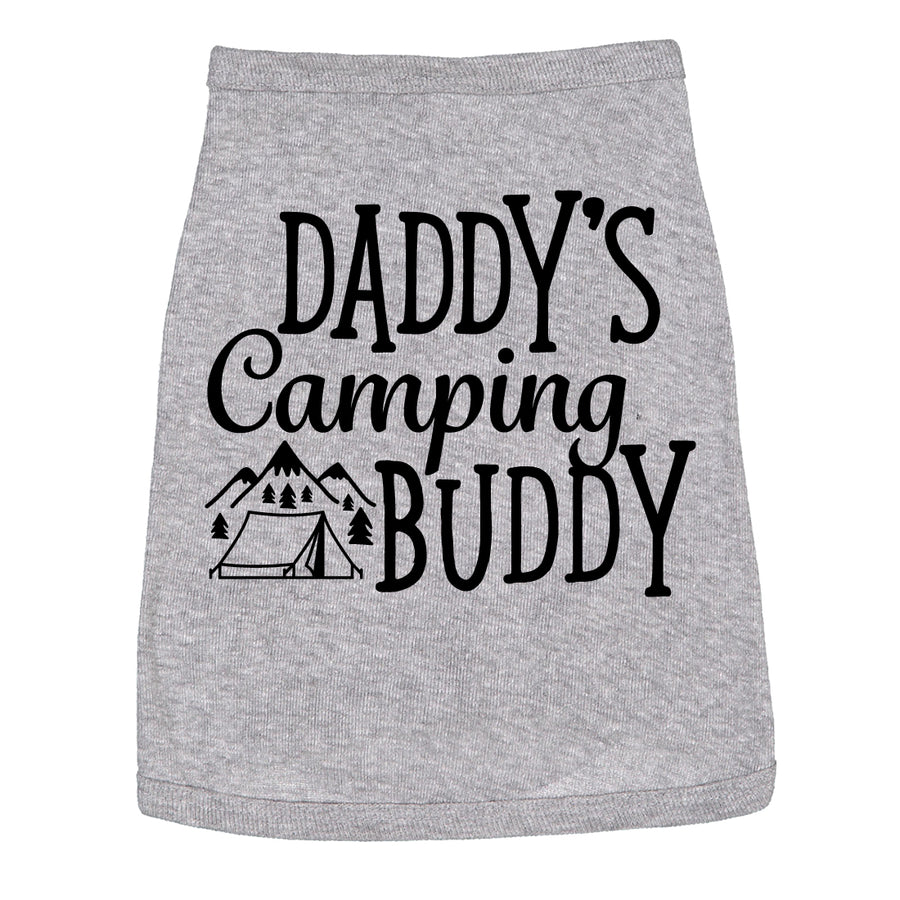 Funny Heather Grey Daddy's Camping Buddy Dog Shirt Nerdy Father's Day Camping Tee