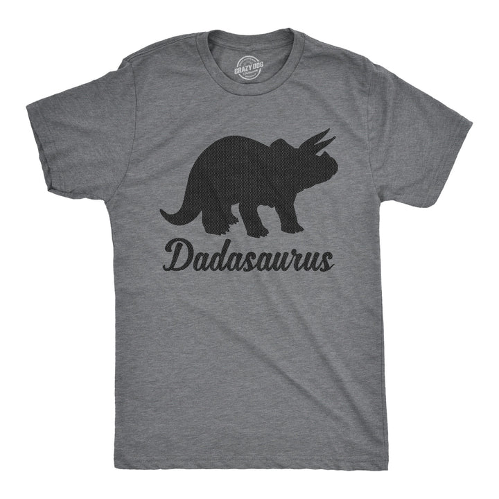 Funny Dark Heather Grey Dadasaurus Mens T Shirt Nerdy Father's Day Dinosaur Tee