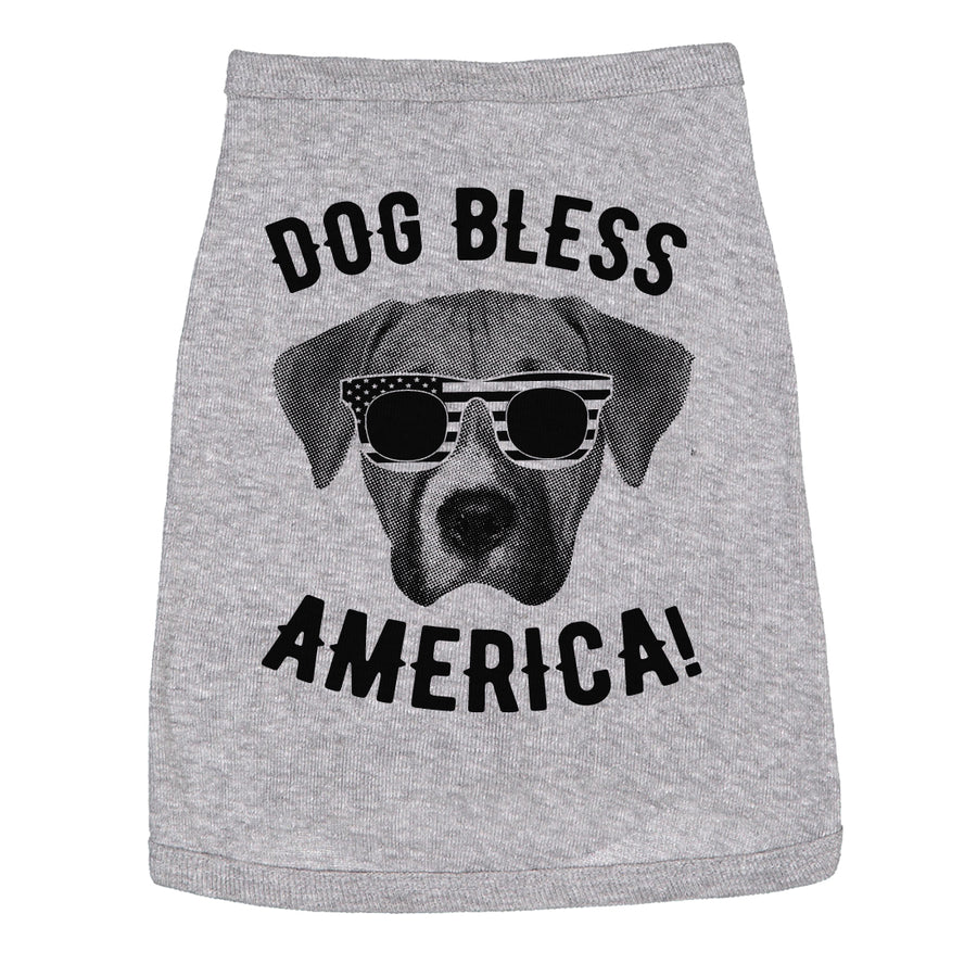 Funny Light Heather Grey Dog Bless America Dog Shirt Nerdy Fourth of July Dog Tee