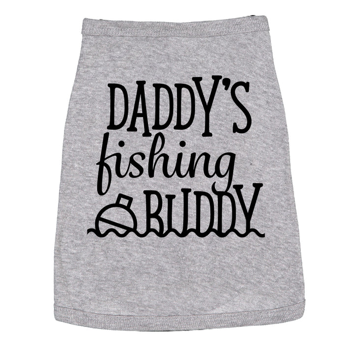 Funny Heather Grey Daddy's Fishin Buddy Dog Shirt Nerdy Father's Day Camping Fishing Tee