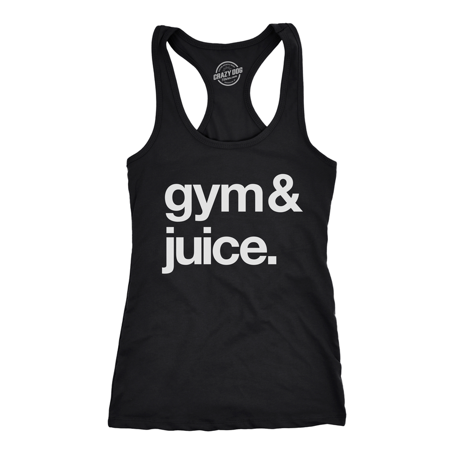 Funny Black Gym and Juice Womens Tank Top Nerdy Drinking Fitness Sarcastic Tee