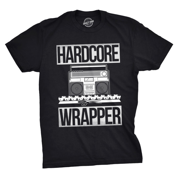 Funny Black Hardcore Wrapper Mens T Shirt Nerdy Christmas music Tee