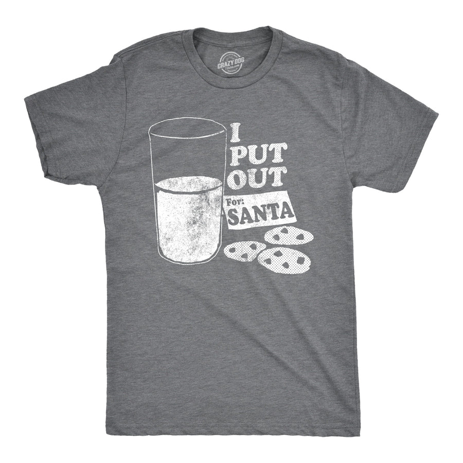 Funny Dark Heather Grey I Put Out For Santa Mens T Shirt Nerdy Christmas sex Tee