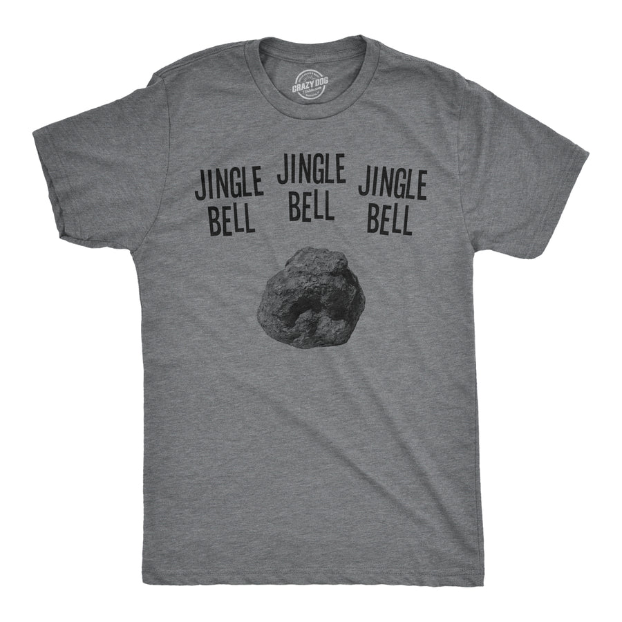 Funny Dark Heather Grey Jingle Bell Rock Mens T Shirt Nerdy Christmas music Tee