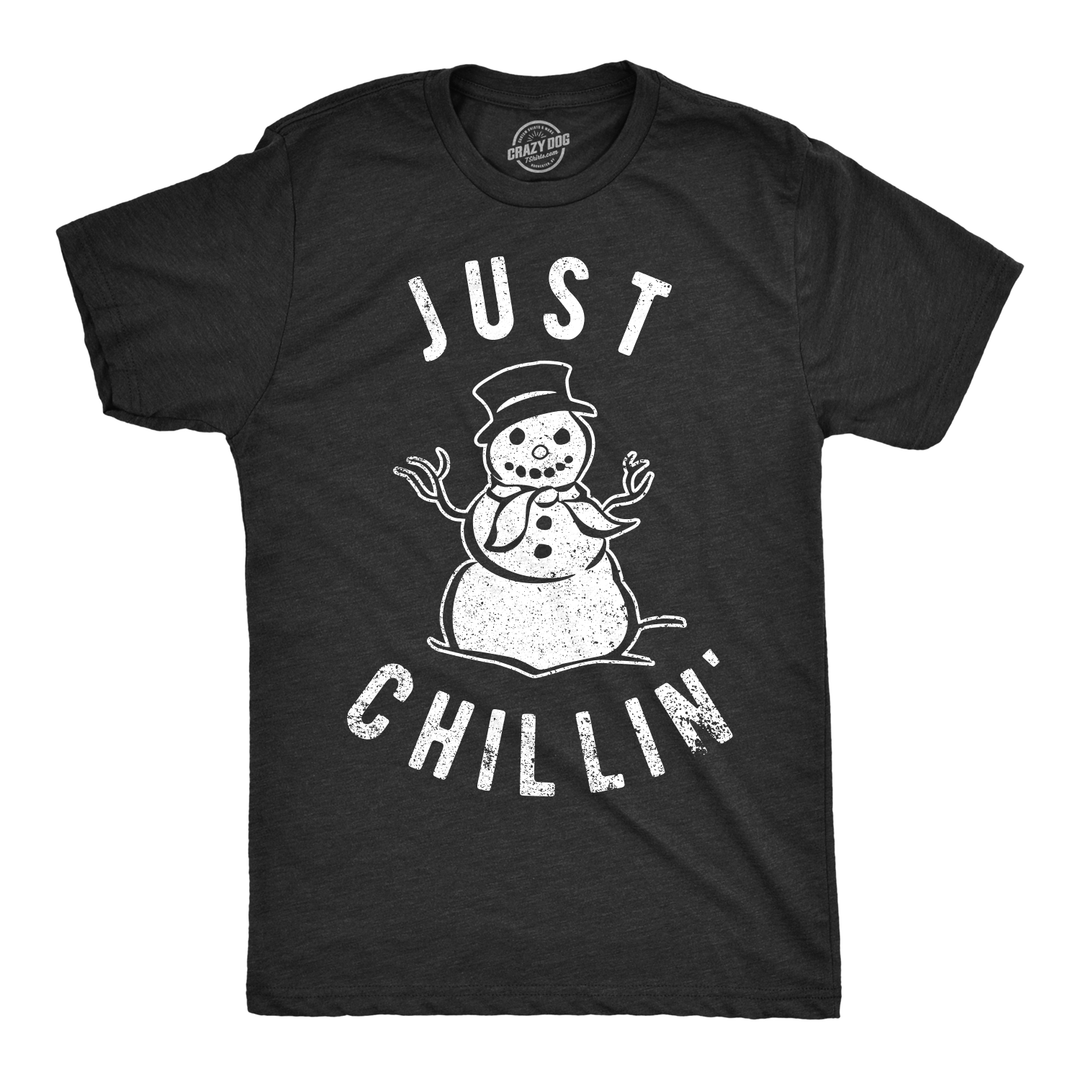 Funny Heather Black Just Chillin Mens T Shirt Nerdy Christmas Tee