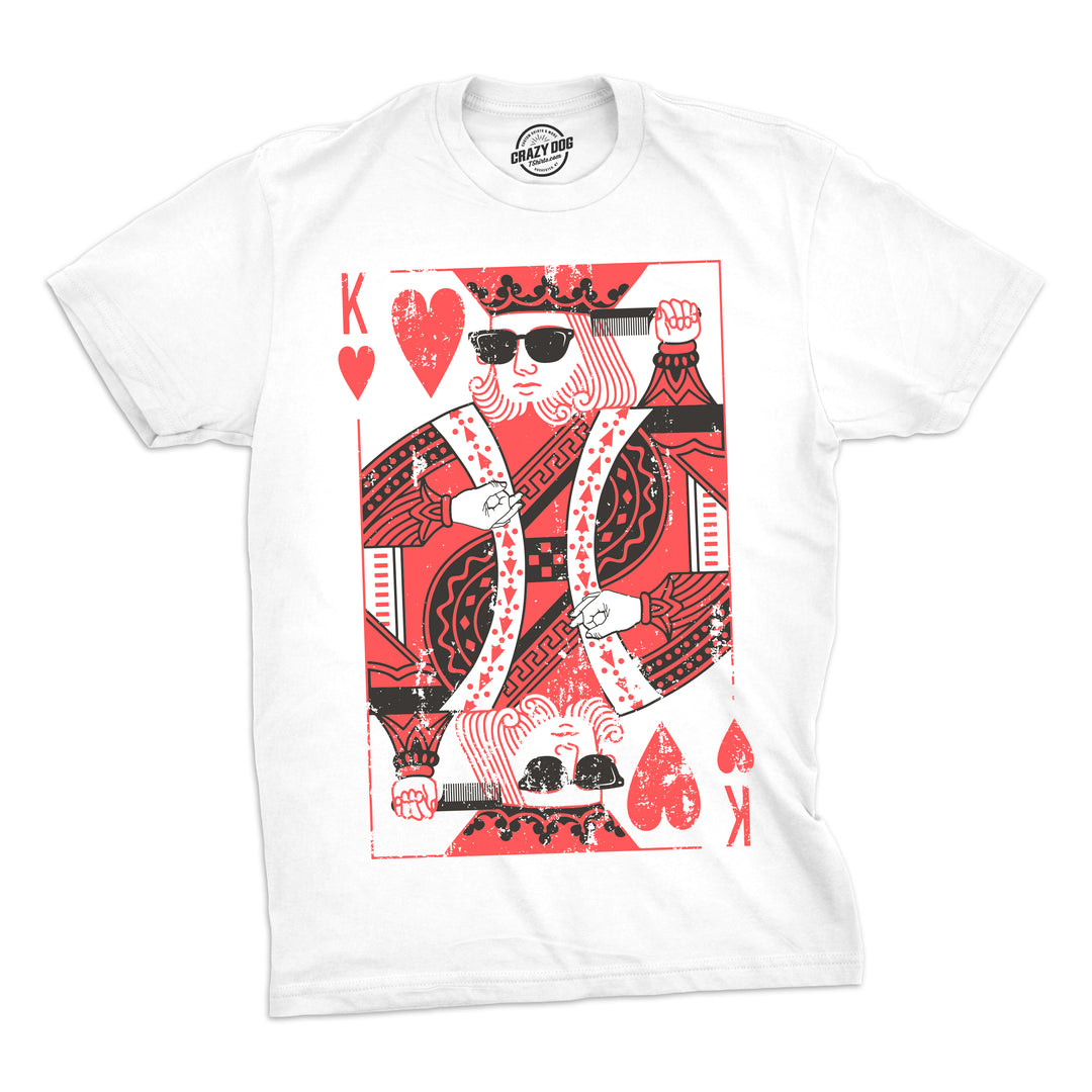 Funny White King Of Hearts Mens T Shirt Nerdy Valentine's Day Tee