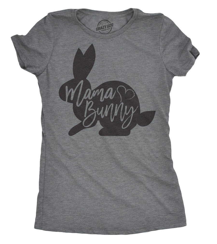 Funny Dark Heather Grey Mama Bunny Womens T Shirt Nerdy Easter Animal Tee