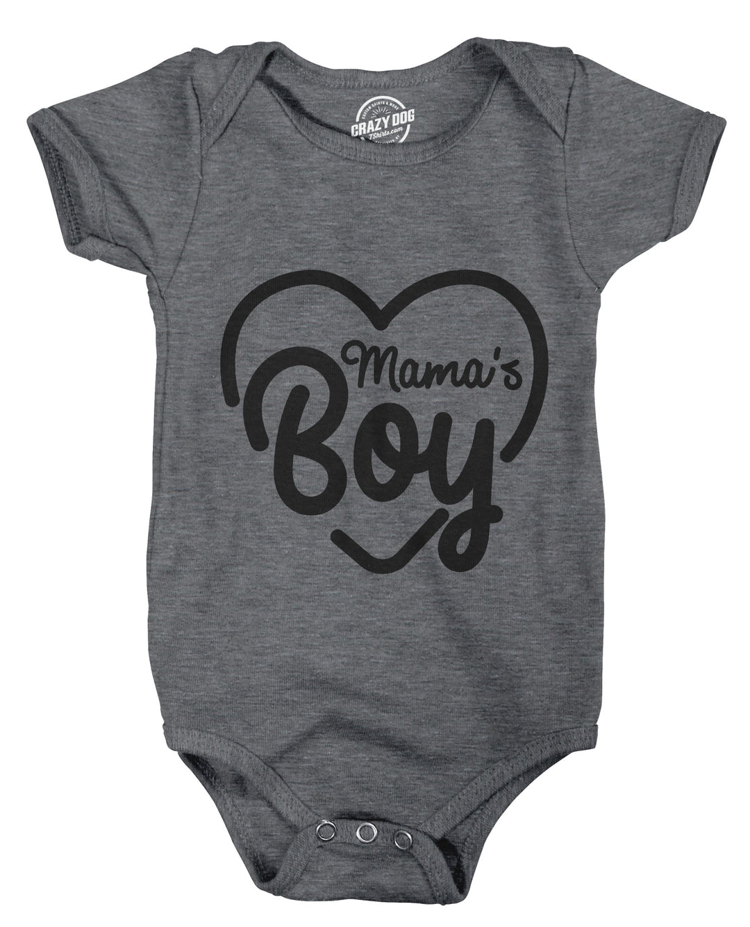 Funny Light Heather Grey Mama's Boy Onesie Nerdy Mother's Day Tee