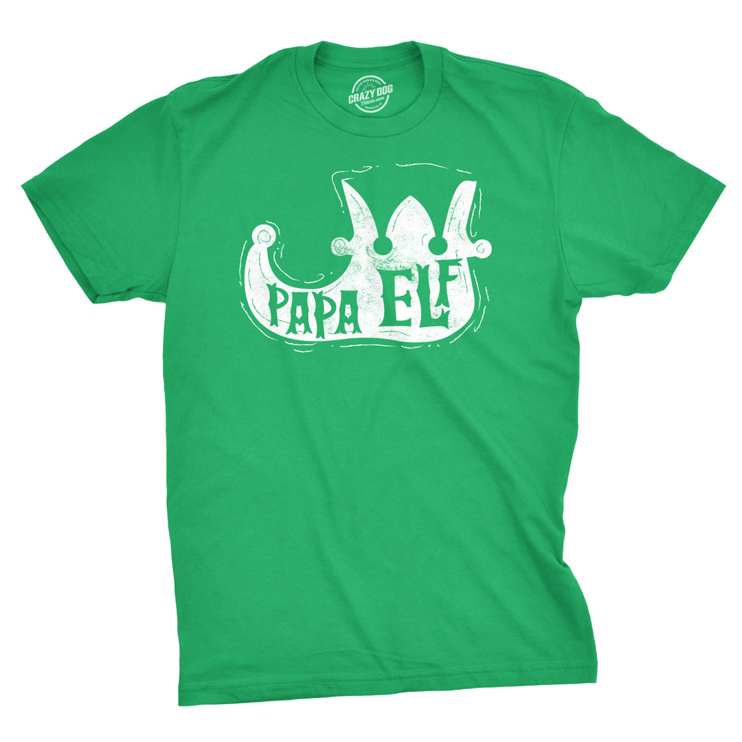 Funny Green Papa Elf Mens T Shirt Nerdy Christmas father's day Tee