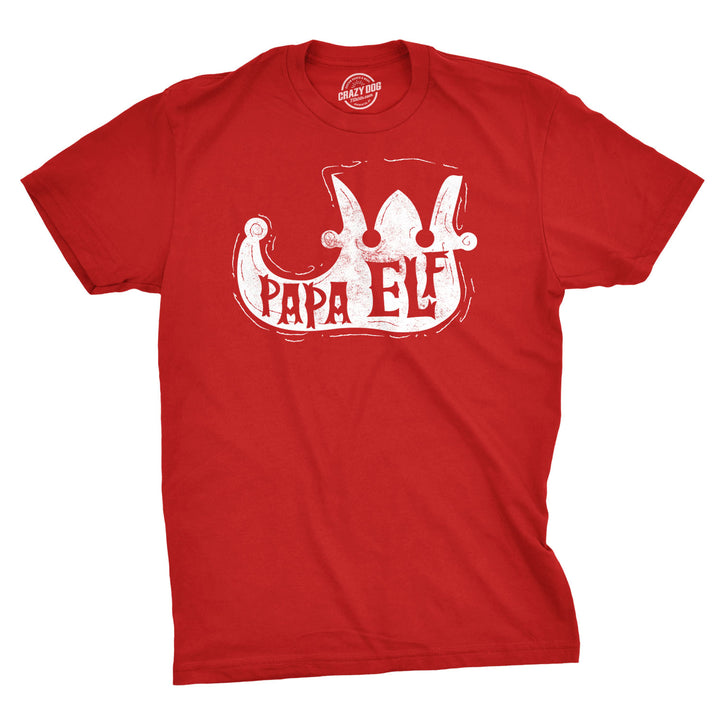 Funny Red Papa Elf Mens T Shirt Nerdy Christmas father's day Tee