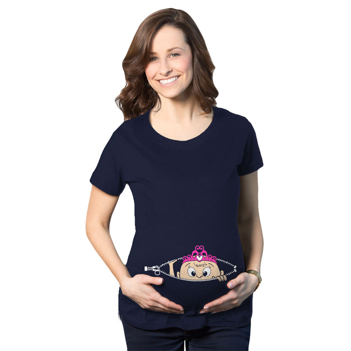 Funny Navy Peeking Princess Maternity T Shirt Nerdy Peeking Tee