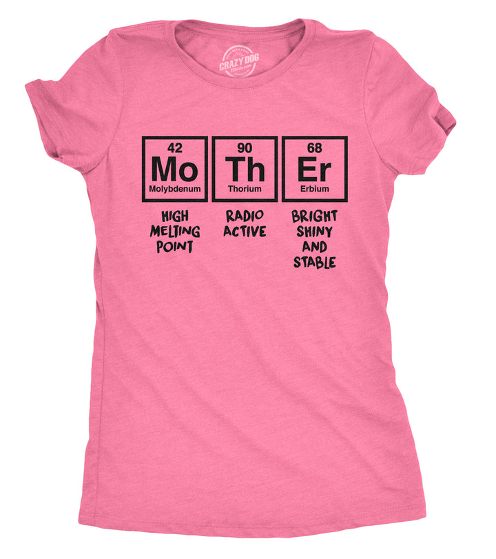 Funny Heather Pink Womens T Shirt Nerdy Mother's Day Science Tee