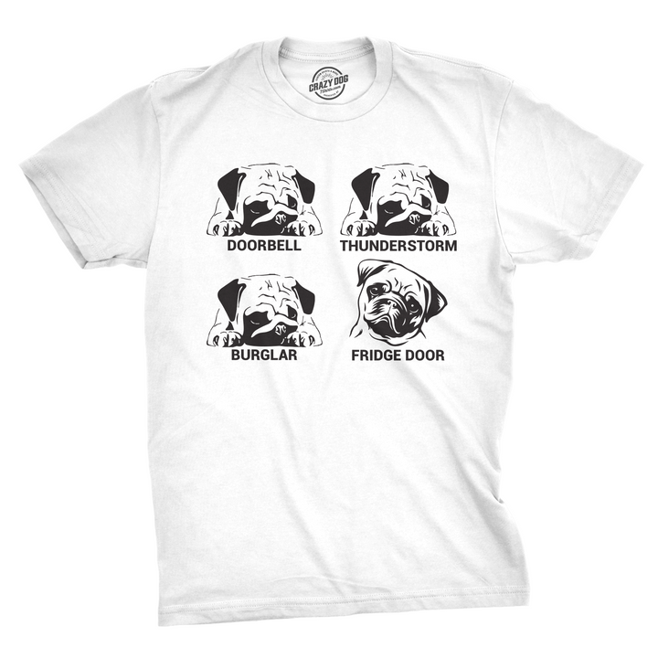 Funny White Pug Faces Mens T Shirt Nerdy Dog Tee