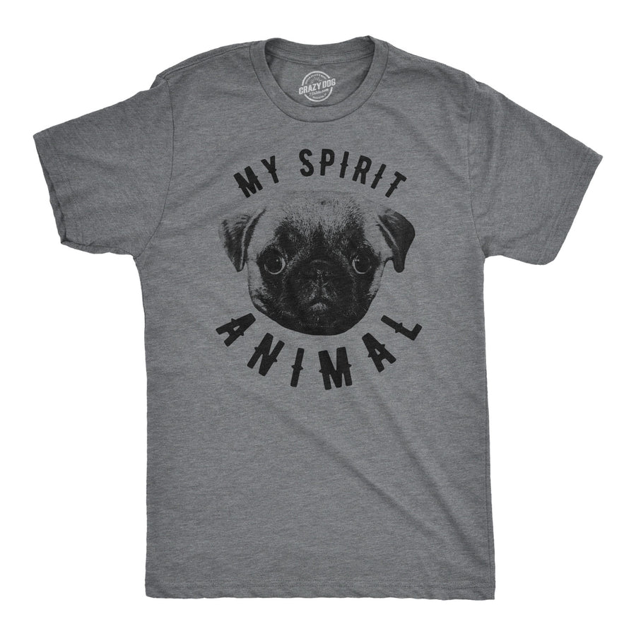 Funny Dark Heather Grey My Spirit Animal Mens T Shirt Nerdy Dog Tee