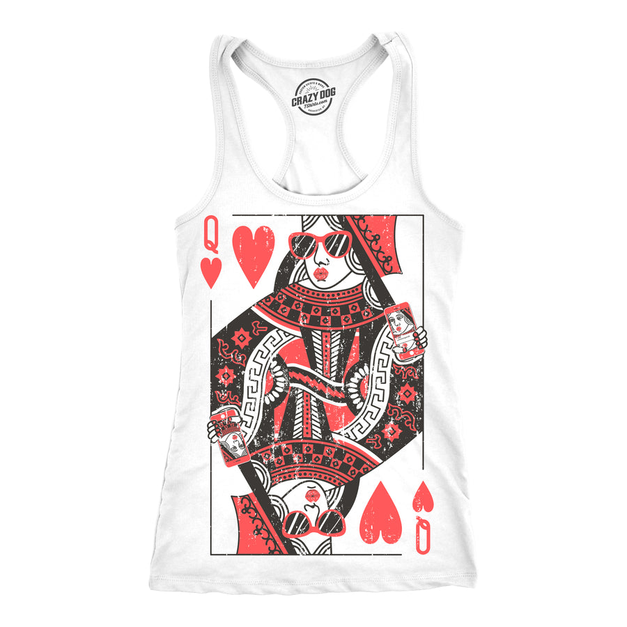 Funny White Queen Of Hearts Womens Tank Top Nerdy Tee