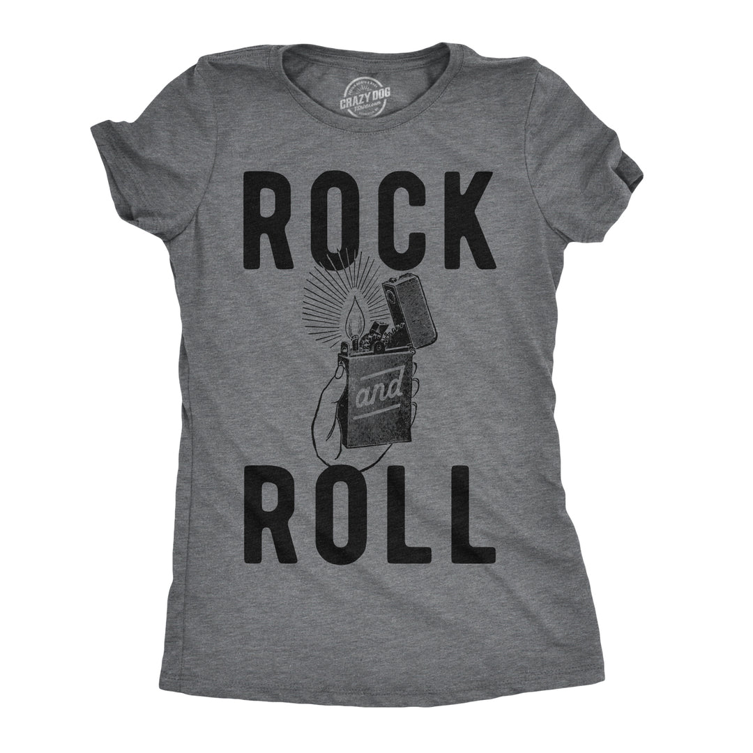 Funny Dark Heather Grey Rock And Roll Womens T Shirt Nerdy Music Tee