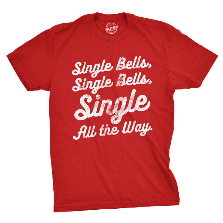 Funny Red Single Bells Mens T Shirt Nerdy Christmas Tee