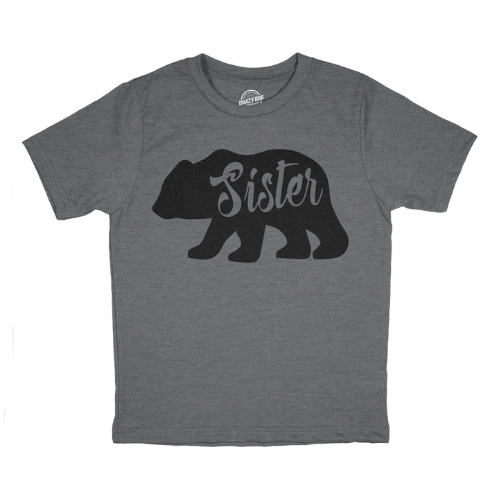 Funny Dark Heather Grey Sister Bear Toddler T Shirt Nerdy Sister Tee