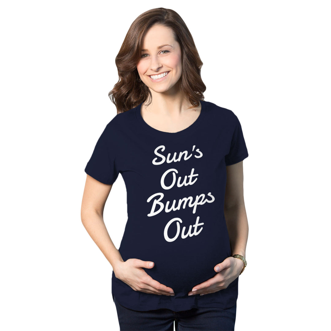 Funny Navy Suns Out Bumps Out Maternity T Shirt Nerdy vacation Tee