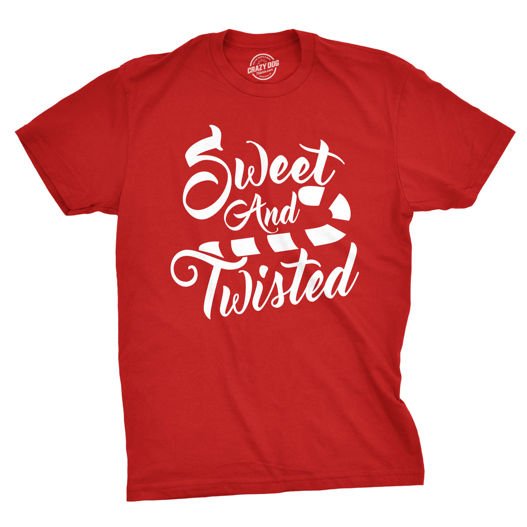 Funny Red Sweet And Twisted Mens T Shirt Nerdy Christmas Tee