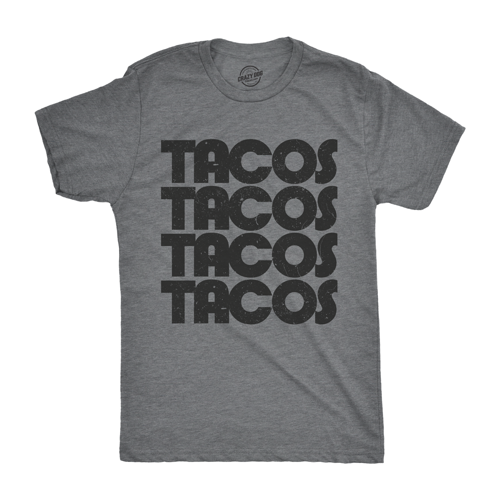 Funny Light Heather Grey - Tacos Tacos Tacos Tacos Tacos Mens T Shirt Nerdy Cinco De Mayo Food Retro Tee