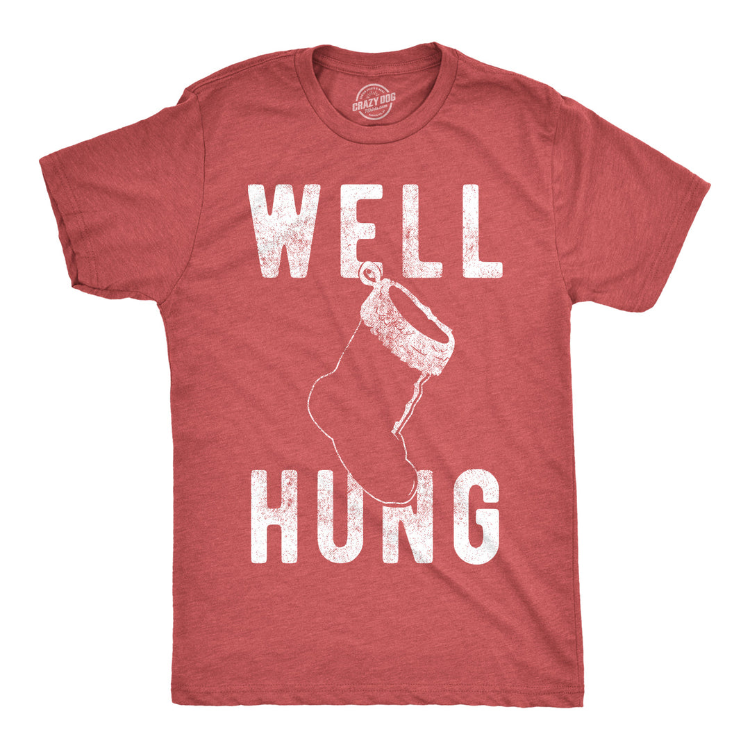 Funny Red Well Hung Mens T Shirt Nerdy Christmas sex Tee