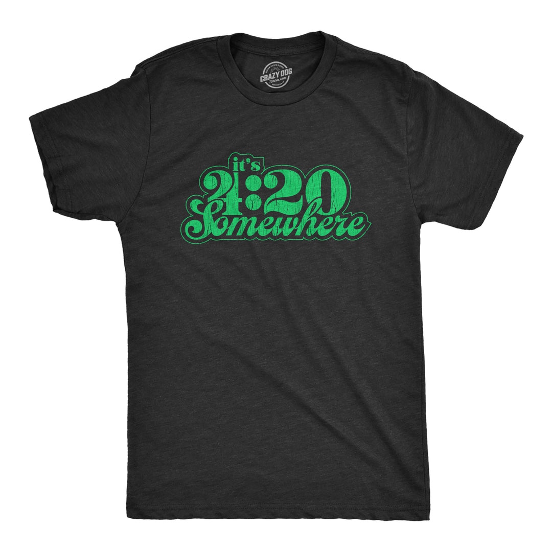 Funny Heather Black It's 4:20 Somewhere Mens T Shirt Nerdy 420 Tee